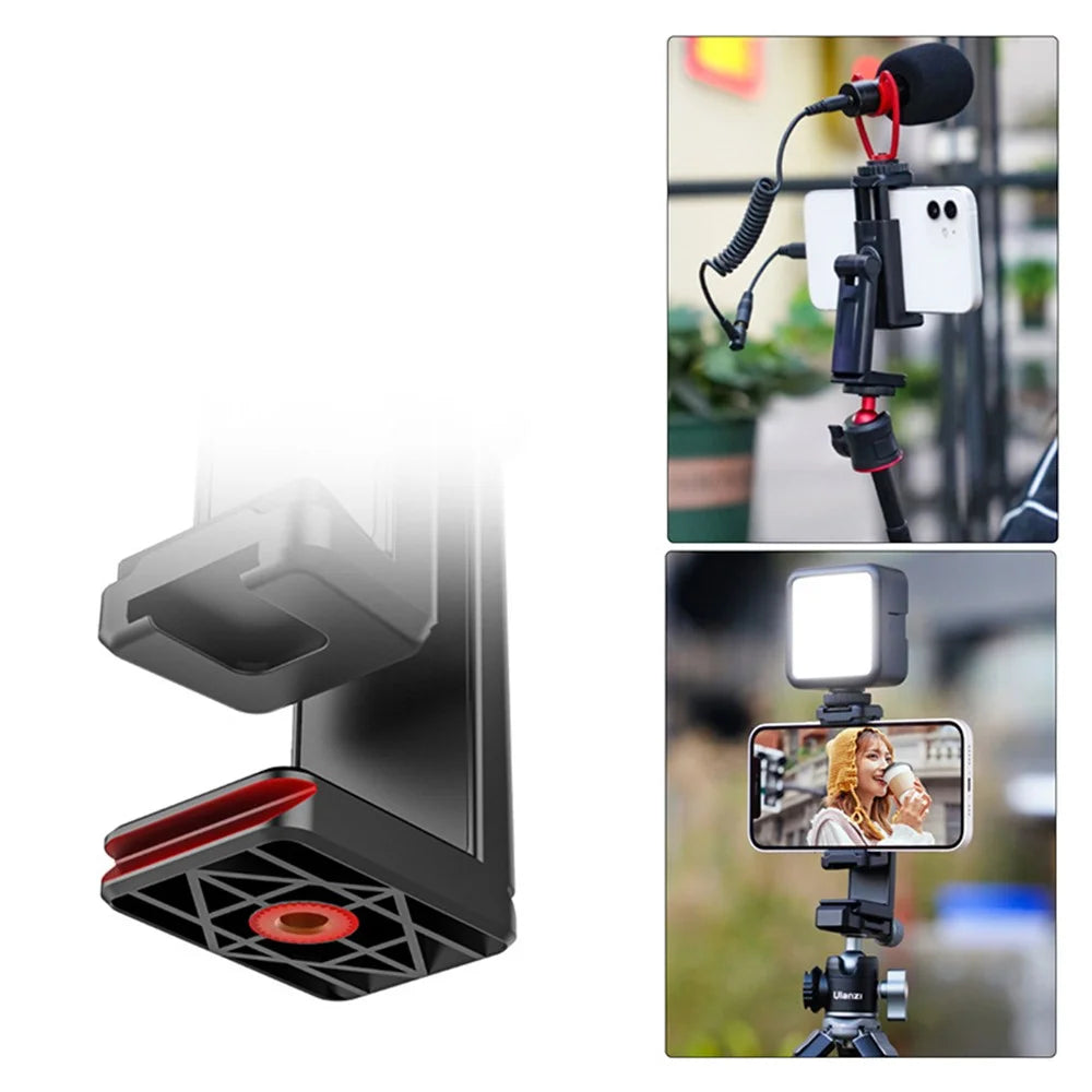 UURIG ST-22 Mobile Phone Tripod Mount Adjustable Clamp Mount Adapter with 1/4" Screw and Arca for Photography Live-streaming Selfie Phone Clip Support 360-Degree Rotating - 5