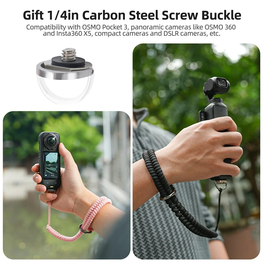 SUNNYLIFE GS039 Universal Action Camera Wrist Strap Anti-Loss Braided Hand Strap with 1 / 4 inch Carbon Steel Screw - Grey - 4