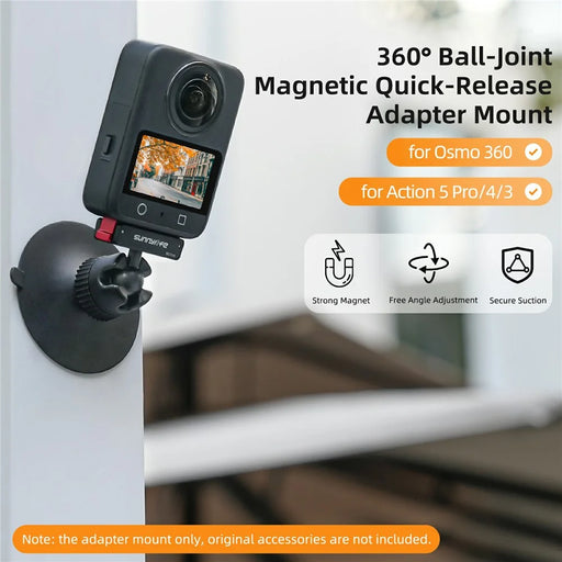 SUNNYLIFE SC114 Magnetic Quick Release Ball Joint Suction Cup Mount for DJI Osmo 360 / Action 5 Pro / 4 / 3 Camera - 2