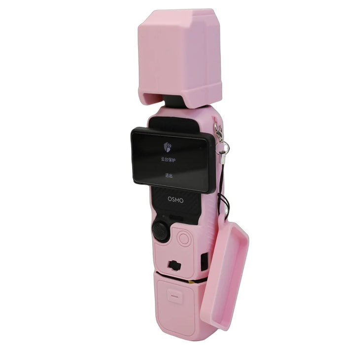 For DJI Osmo Pocket 3 Silicone Case Camera Soft Protective Cover with Lens Cap Screen Cover - Pink - 3