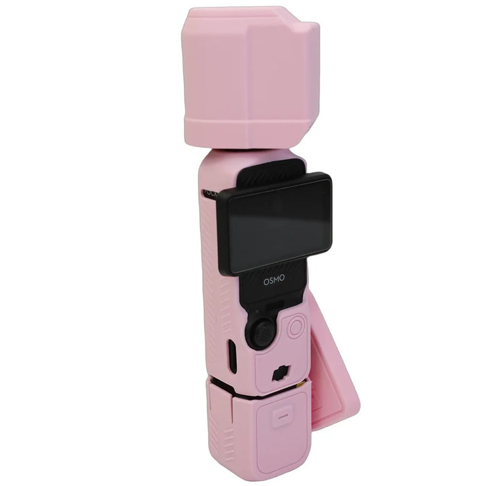 For DJI Osmo Pocket 3 Silicone Case Camera Soft Protective Cover with Lens Cap Screen Cover - Pink - 4