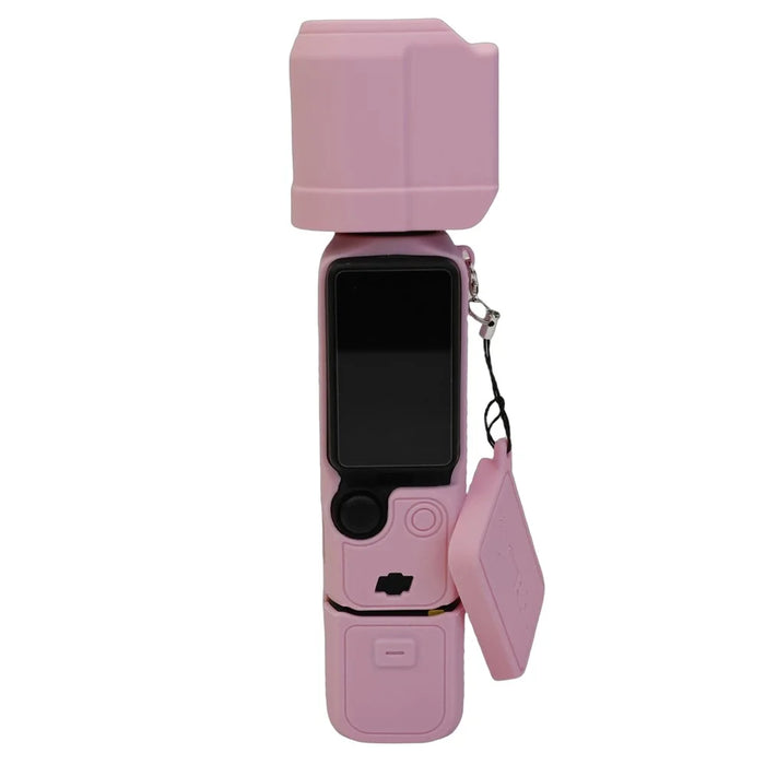 For DJI Osmo Pocket 3 Silicone Case Camera Soft Protective Cover with Lens Cap Screen Cover - Pink - 5