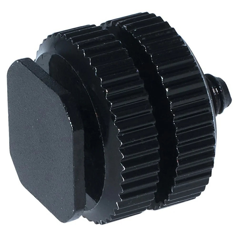 E001 1  /  4 Inch Screw Hot Shoe Mount Aluminum Alloy Adapter for Flash DSLR Camera Microphone Stand Bracket - Black - 2