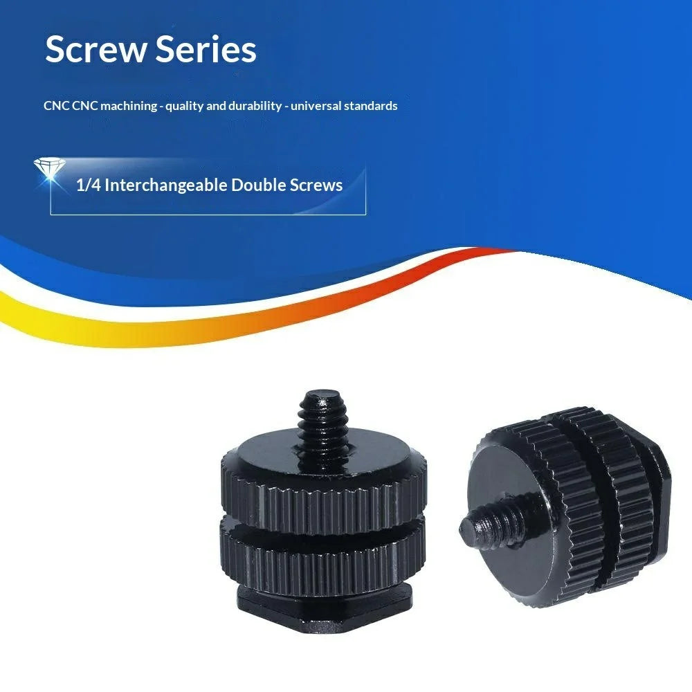 E001 1  /  4 Inch Screw Hot Shoe Mount Aluminum Alloy Adapter for Flash DSLR Camera Microphone Stand Bracket - Black - 3