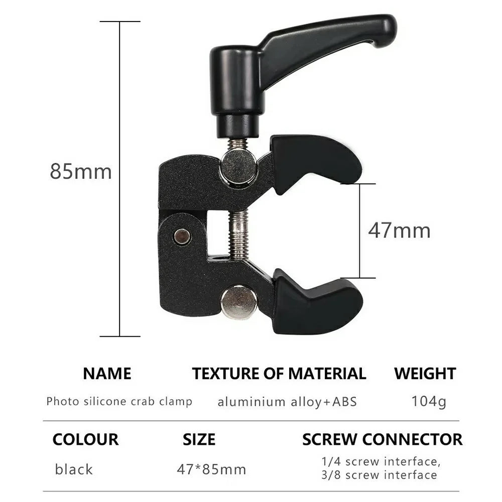 Z039 Photography Clamp 1 / 4''  3 / 8'' Thread Crab Pliers Clip for DSLR Cameras - Black - 7
