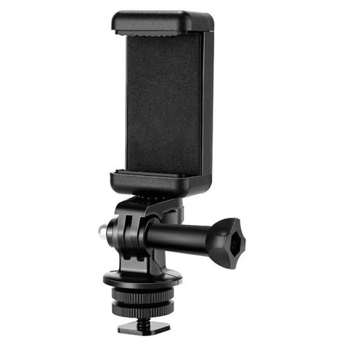 D01S 360 Degree Rotating E-Shape Phone Holder Hot Shoe Mount Adapter for Action Camera - Black - 1