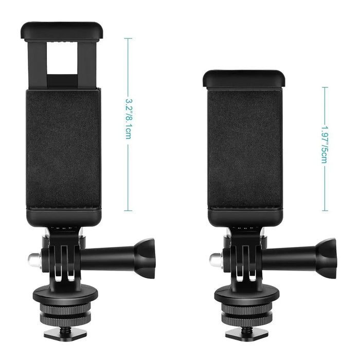 D01S 360 Degree Rotating E-Shape Phone Holder Hot Shoe Mount Adapter for Action Camera - Black - 6