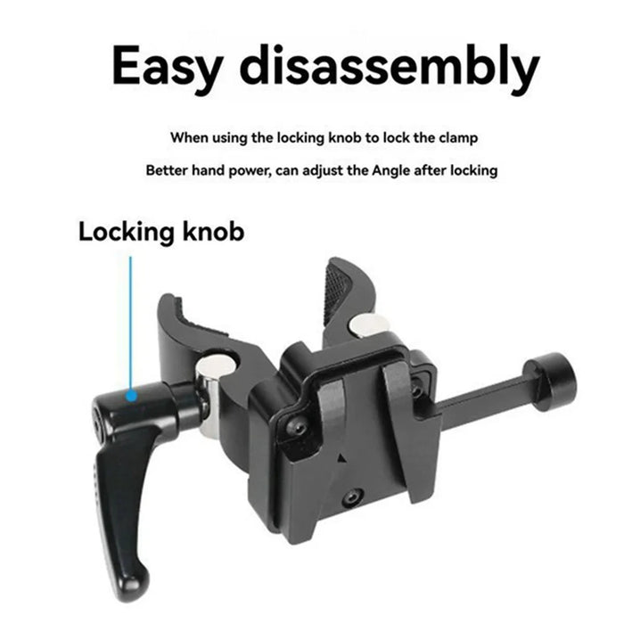LB16 Aluminum Alloy Camera Clamp V-Lock Mount Quick Release Adapter for V-Port Battery Plate - Black - 4