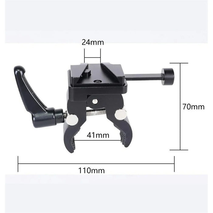 LB16 Aluminum Alloy Camera Clamp V-Lock Mount Quick Release Adapter for V-Port Battery Plate - Black - 7