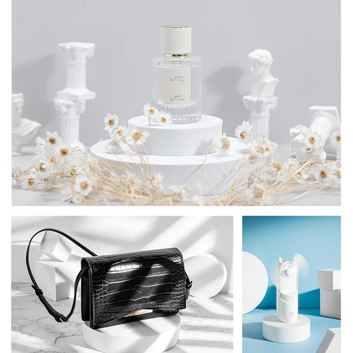 8Pcs Cube/Cylinder/Hexagon Shape Foam Photography Geometric Props Set for Product Shooting - White - 3