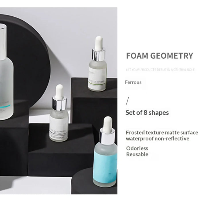 8Pcs Cube/Cylinder/Hexagon Shape Foam Photography Geometric Props Set for Product Shooting - White - 7