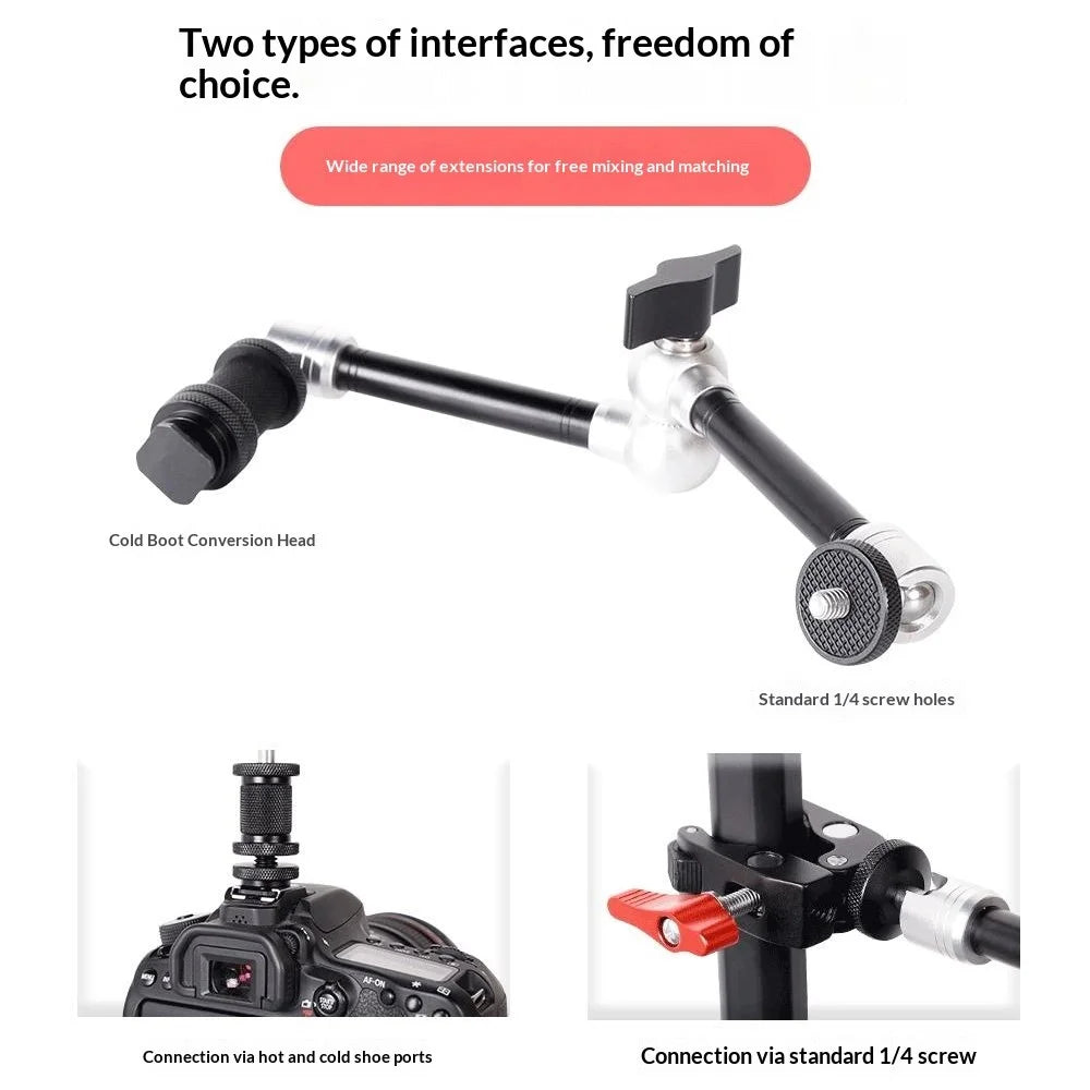 G148 11 Inch Magic Arm Metal Articulating Monitor Mount 360° Ball Head Camera Bracket for Photography - 5