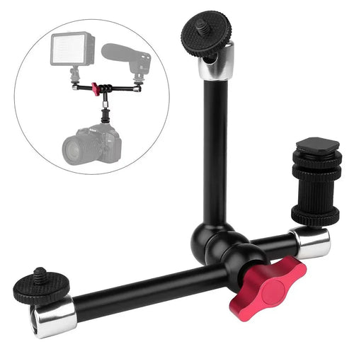 MA-03 11 Inch Triple Arm Mount for DSLR Camera Monitor Bracket Hot Shoe Magic Arm 360° Adjustable Stand Photography Equipment - 1