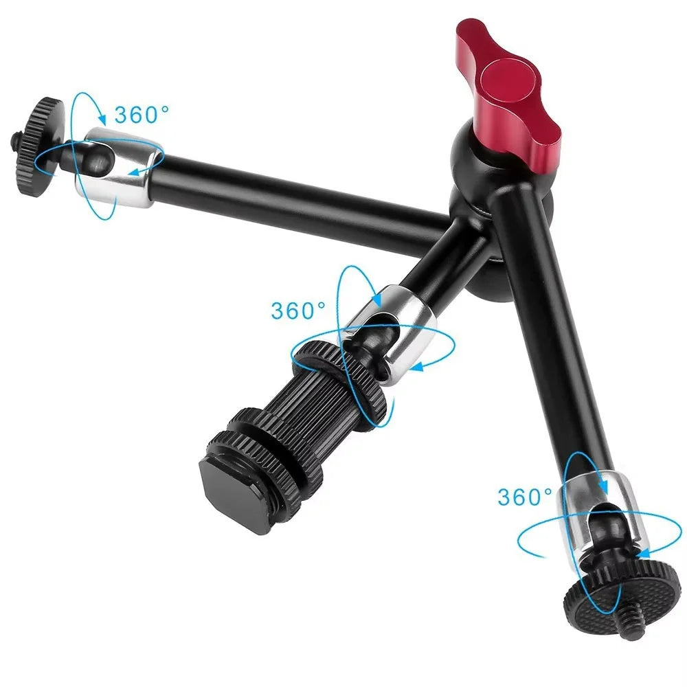 MA-03 11 Inch Triple Arm Mount for DSLR Camera Monitor Bracket Hot Shoe Magic Arm 360° Adjustable Stand Photography Equipment - 5
