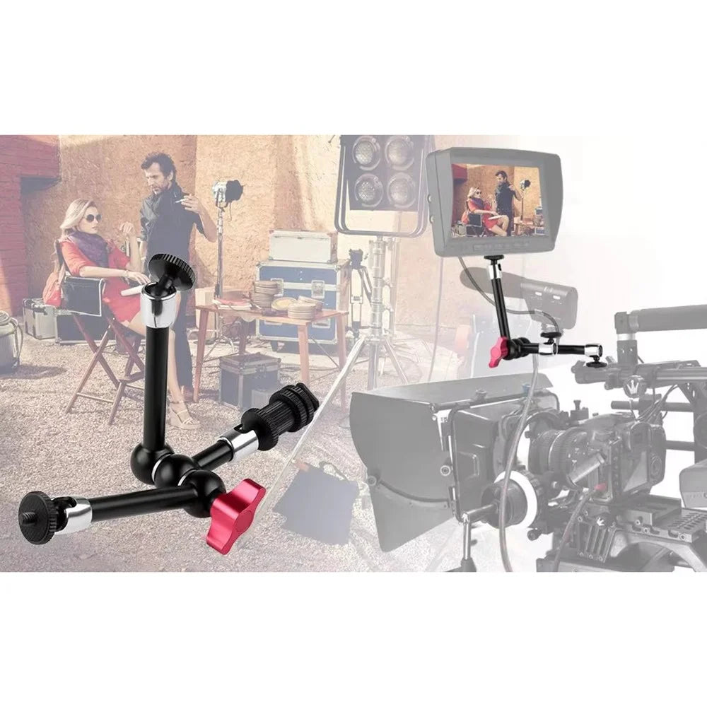MA-03 11 Inch Triple Arm Mount for DSLR Camera Monitor Bracket Hot Shoe Magic Arm 360° Adjustable Stand Photography Equipment - 6