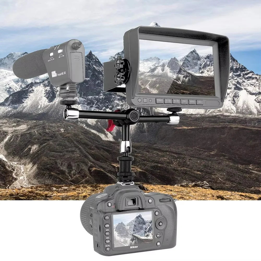 MA-03 11 Inch Triple Arm Mount for DSLR Camera Monitor Bracket Hot Shoe Magic Arm 360° Adjustable Stand Photography Equipment - 7