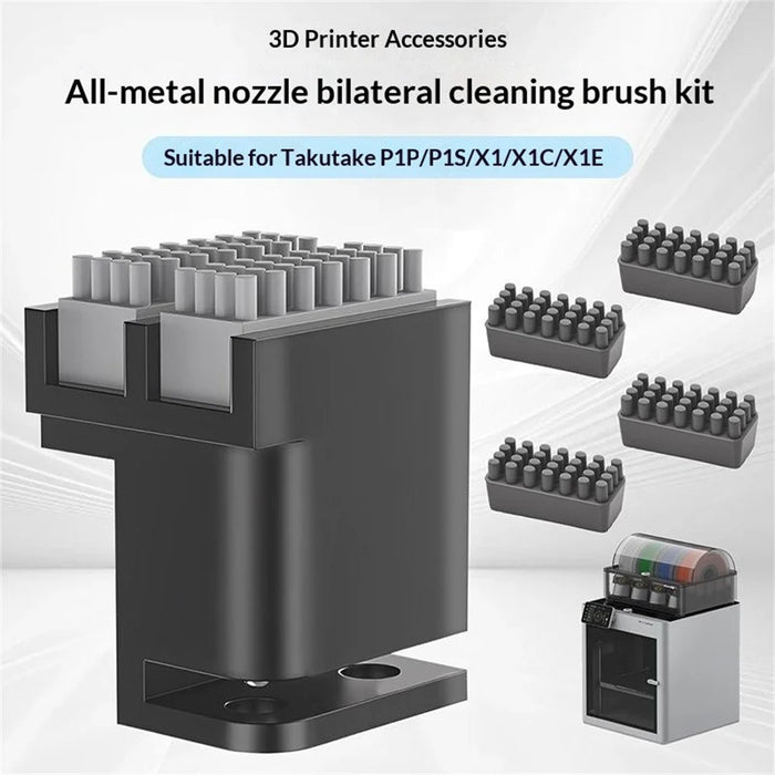 PRN260001 For Bambu Lab P1P  /  P1S  /  X1  /  X1C  /  X1E 3D Printer Metal Nozzle Bilateral Lightweight Cleaning Brush Kit - 2