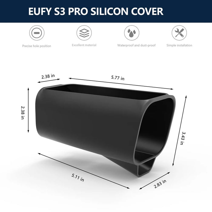 For EufyCam S3 Pro Silicone Case Security Camera Weatherproof Outdoor Protective Cover - Black - 4
