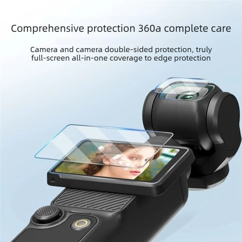 3 Sets For DJI Osmo Pocket 4 Tempered Glass Camera Screen Protector Anti-scratch Screen Lens Film Kit - Transparent - 2