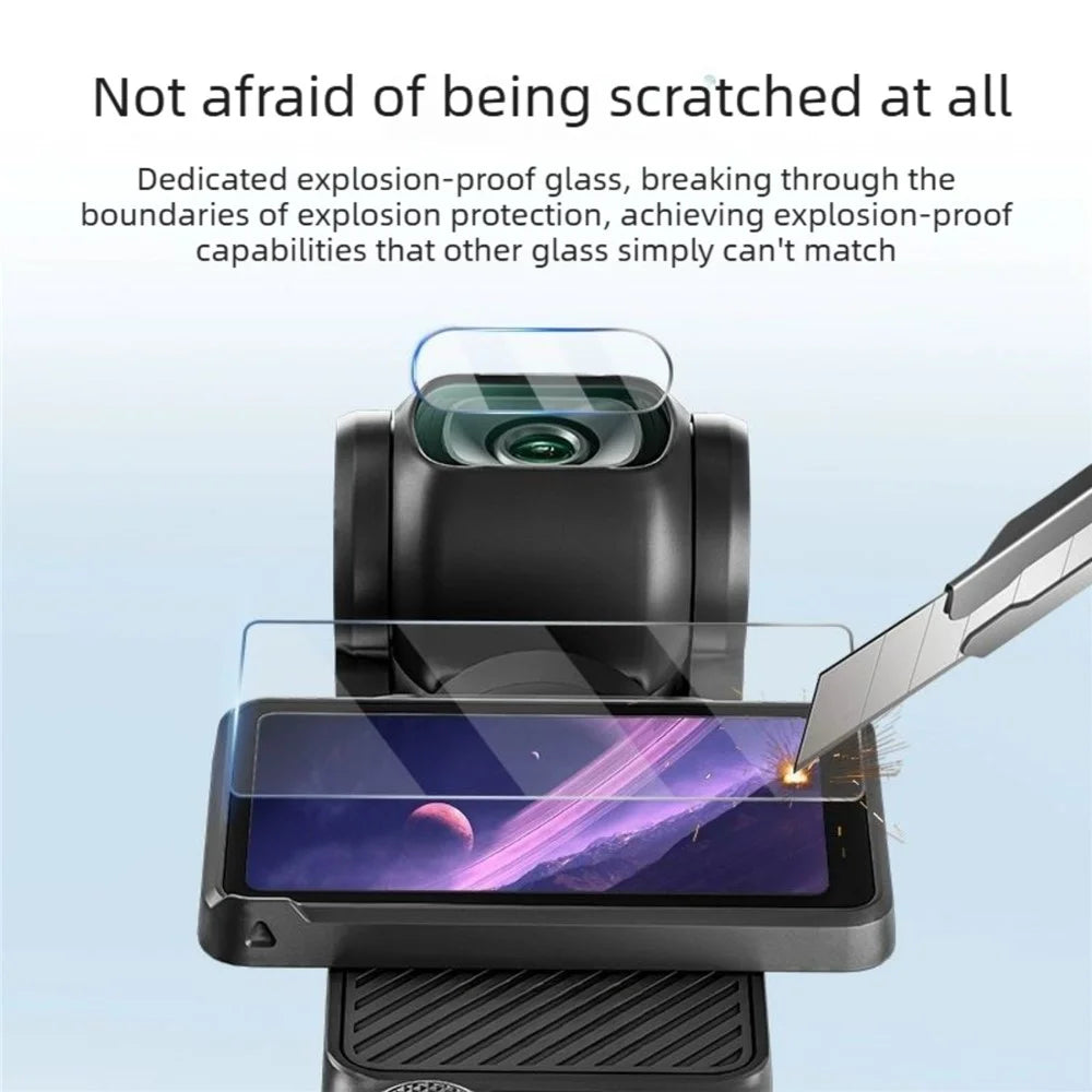 3 Sets For DJI Osmo Pocket 4 Tempered Glass Camera Screen Protector Anti-scratch Screen Lens Film Kit - Transparent - 4