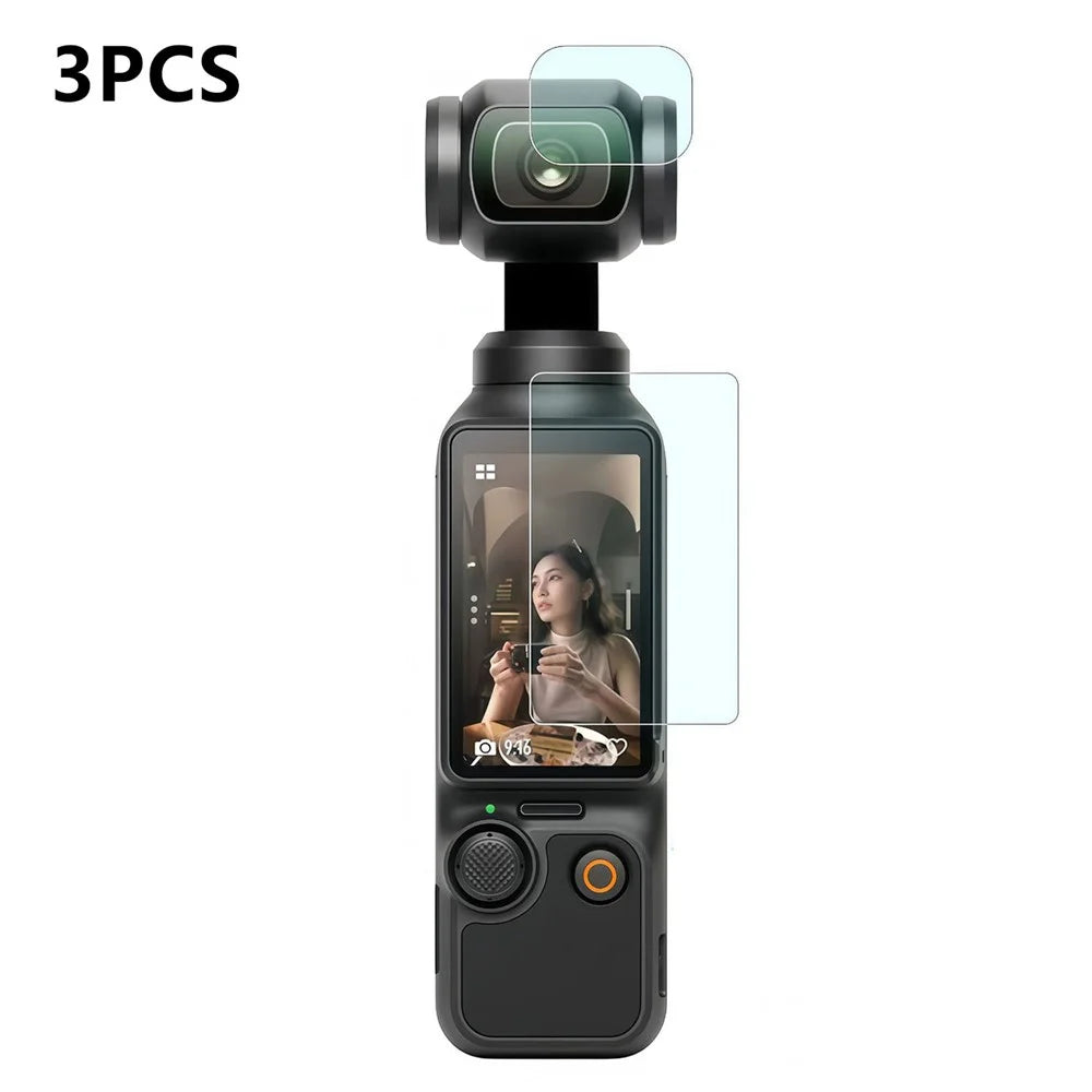 3 Sets For DJI Osmo Pocket 4 AR Anti-reflection Tempered Glass Camera Screen Protector Screen + Lens Film - Transparent - 1