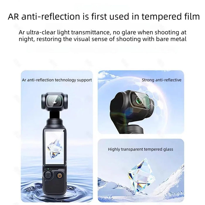 3 Sets For DJI Osmo Pocket 4 AR Anti-reflection Tempered Glass Camera Screen Protector Screen + Lens Film - Transparent - 4