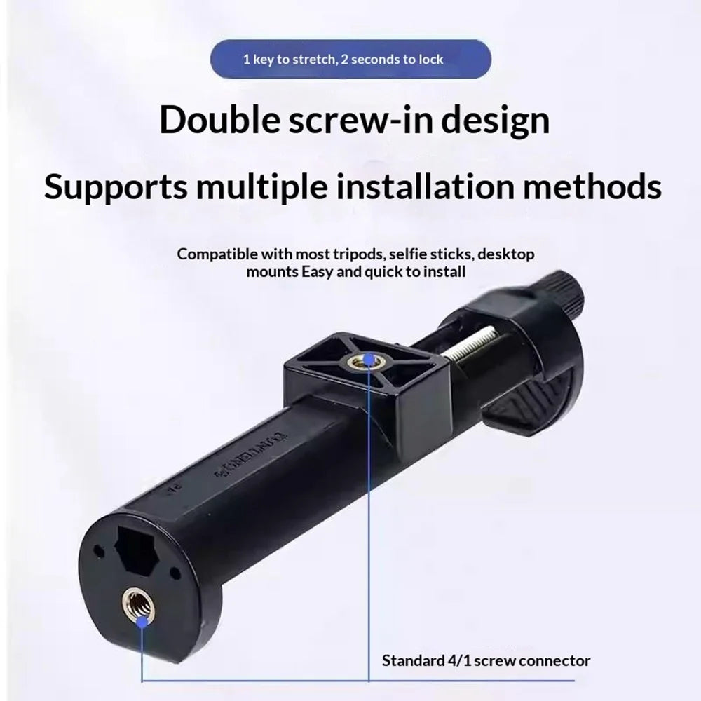 YUNTENG VCT-205 Folding Phone Tablet Clip 1 / 4 Screw Mount Universal Holder for Live Streaming Photography - Black - 4