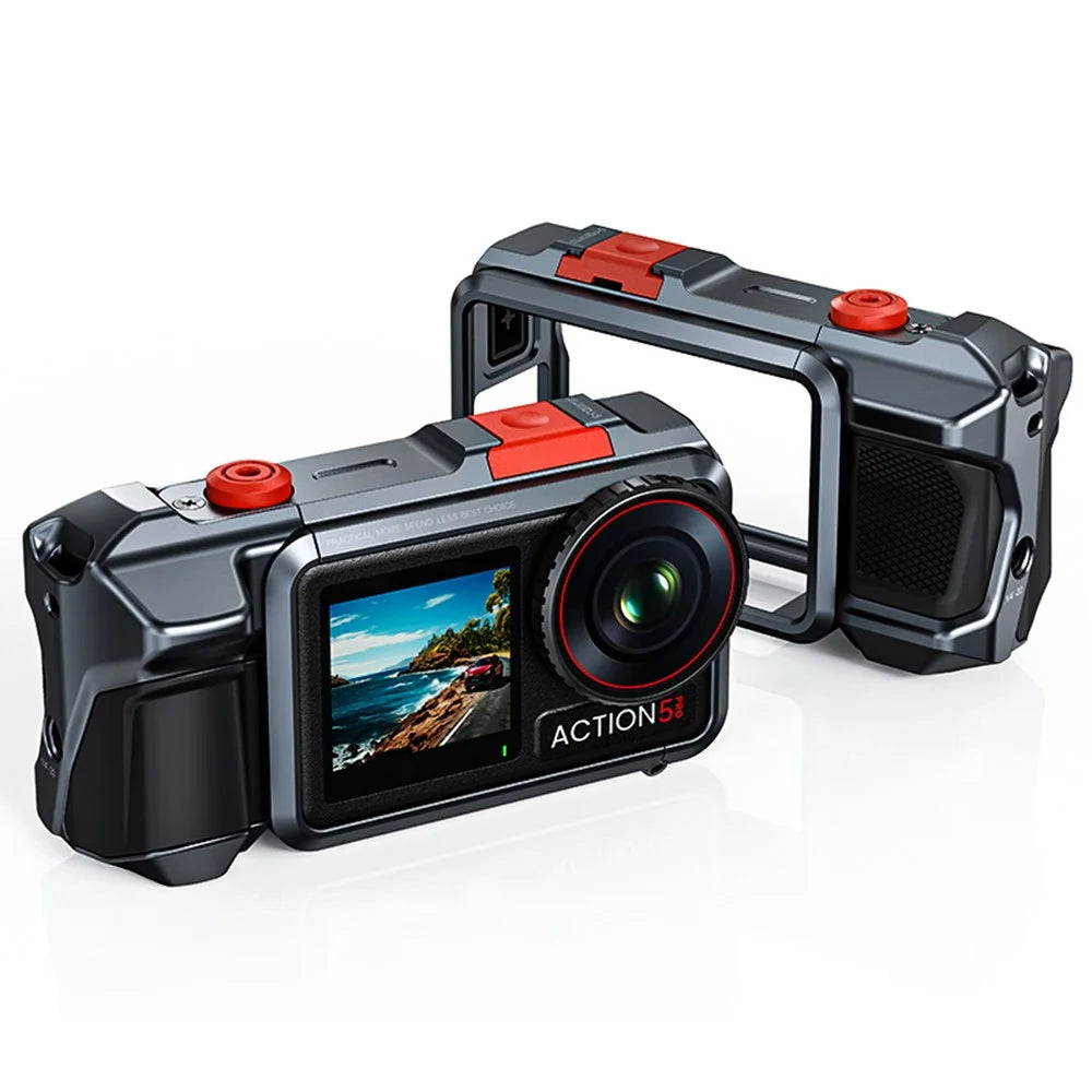 DJ-5 Aluminum Alloy Protective Case for DJI Osmo Action 3  /  4  /  5 Pro Cage Frame Action Camera Protective Cover - Grey - 1