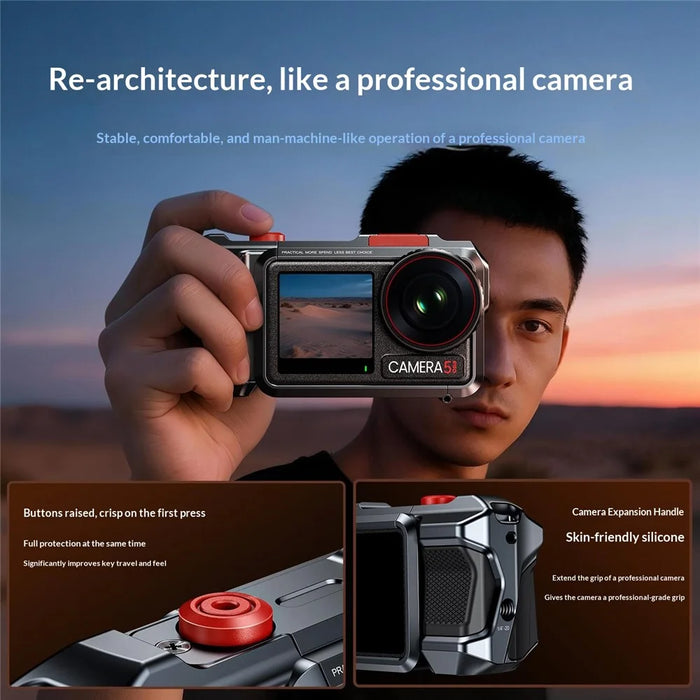 DJ-5 Aluminum Alloy Protective Case for DJI Osmo Action 3  /  4  /  5 Pro Cage Frame Action Camera Protective Cover - Grey - 4
