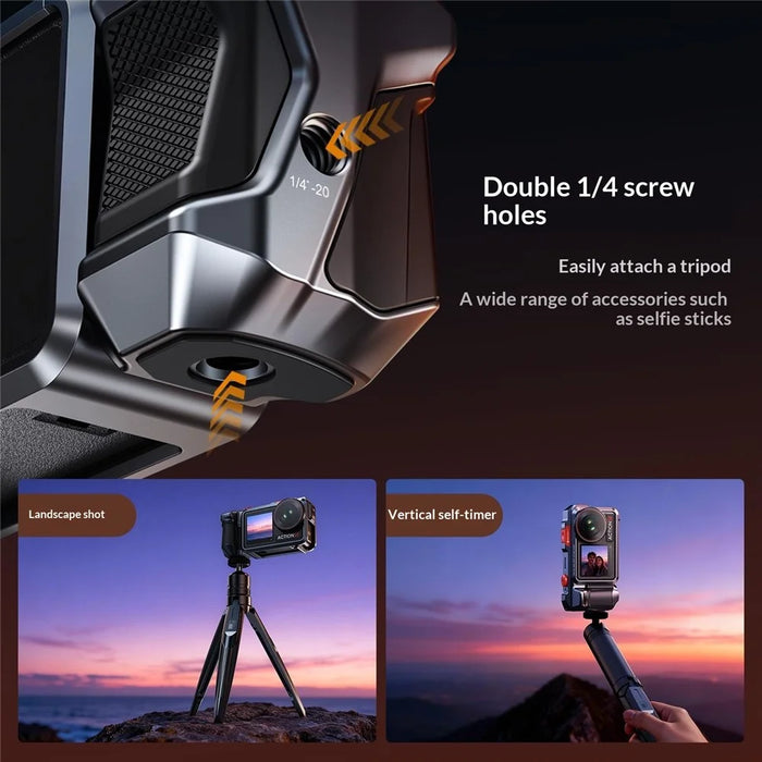 DJ-5 Aluminum Alloy Protective Case for DJI Osmo Action 3  /  4  /  5 Pro Cage Frame Action Camera Protective Cover - Grey - 7