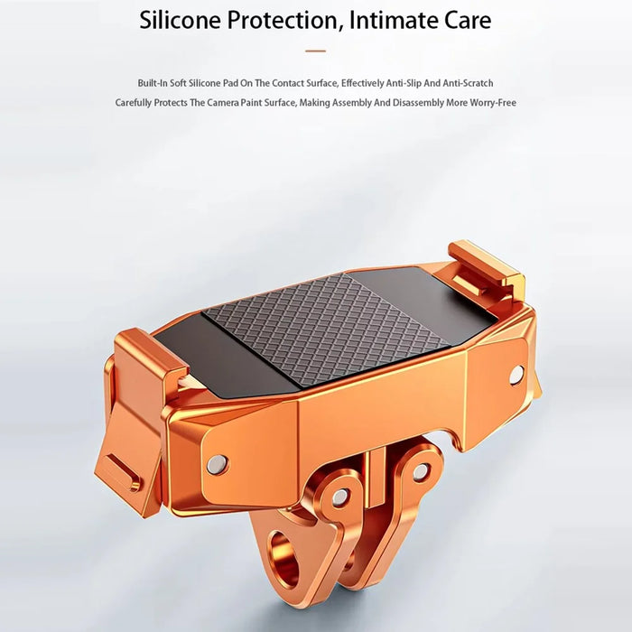 DJ-7 Magnetic Action Camera Mount Adapter for DJI Osmo Action Foldable Connector Tripod Quick Release Base with 1 / 4 Inch Thread - Orange - 2