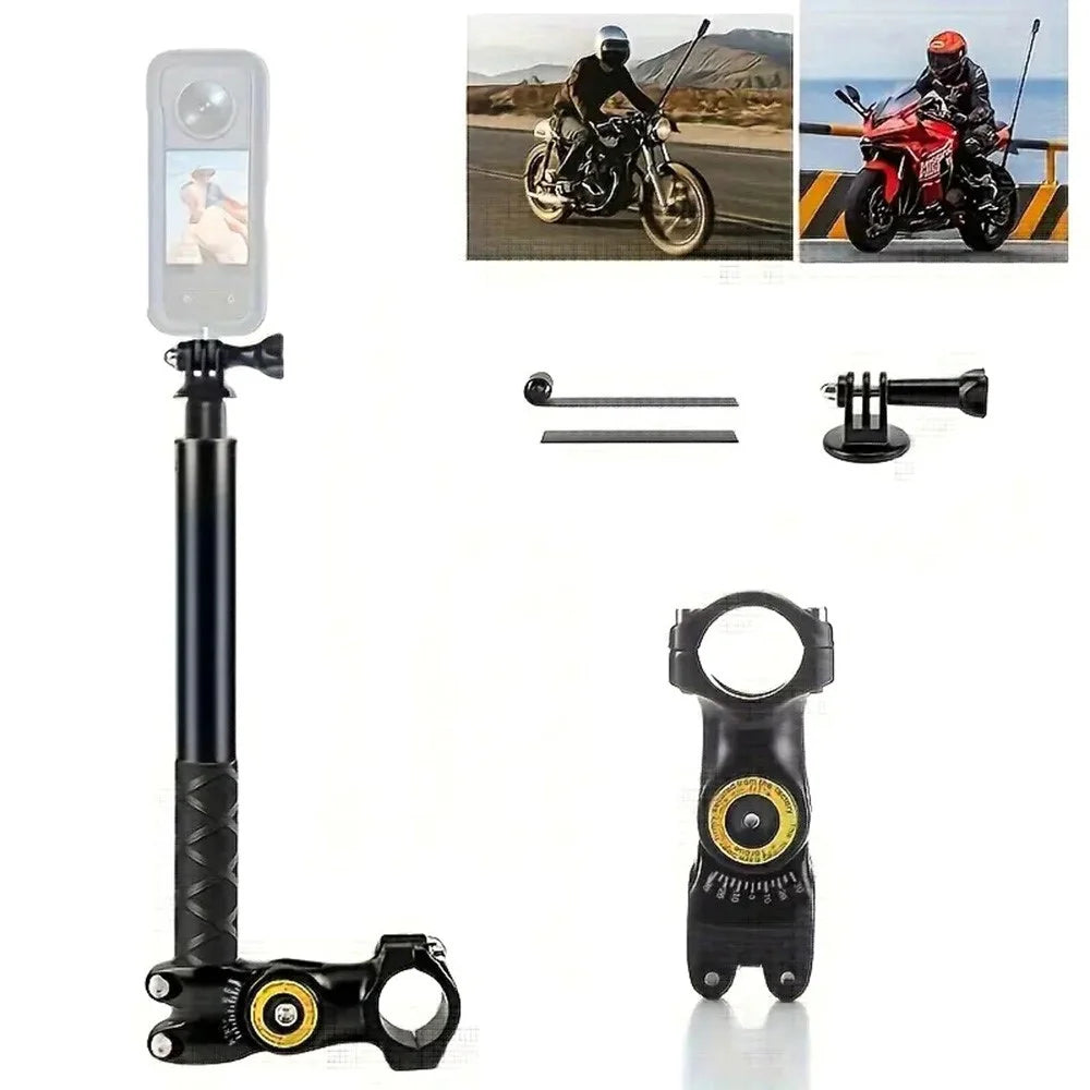 D-28T Adjustable Bike Motorcycle Handlebar Mount Extensible Stand for Insta360  /  GoPro Action Camera Cycling Live Streaming Sports Holder Stand - Black - 1
