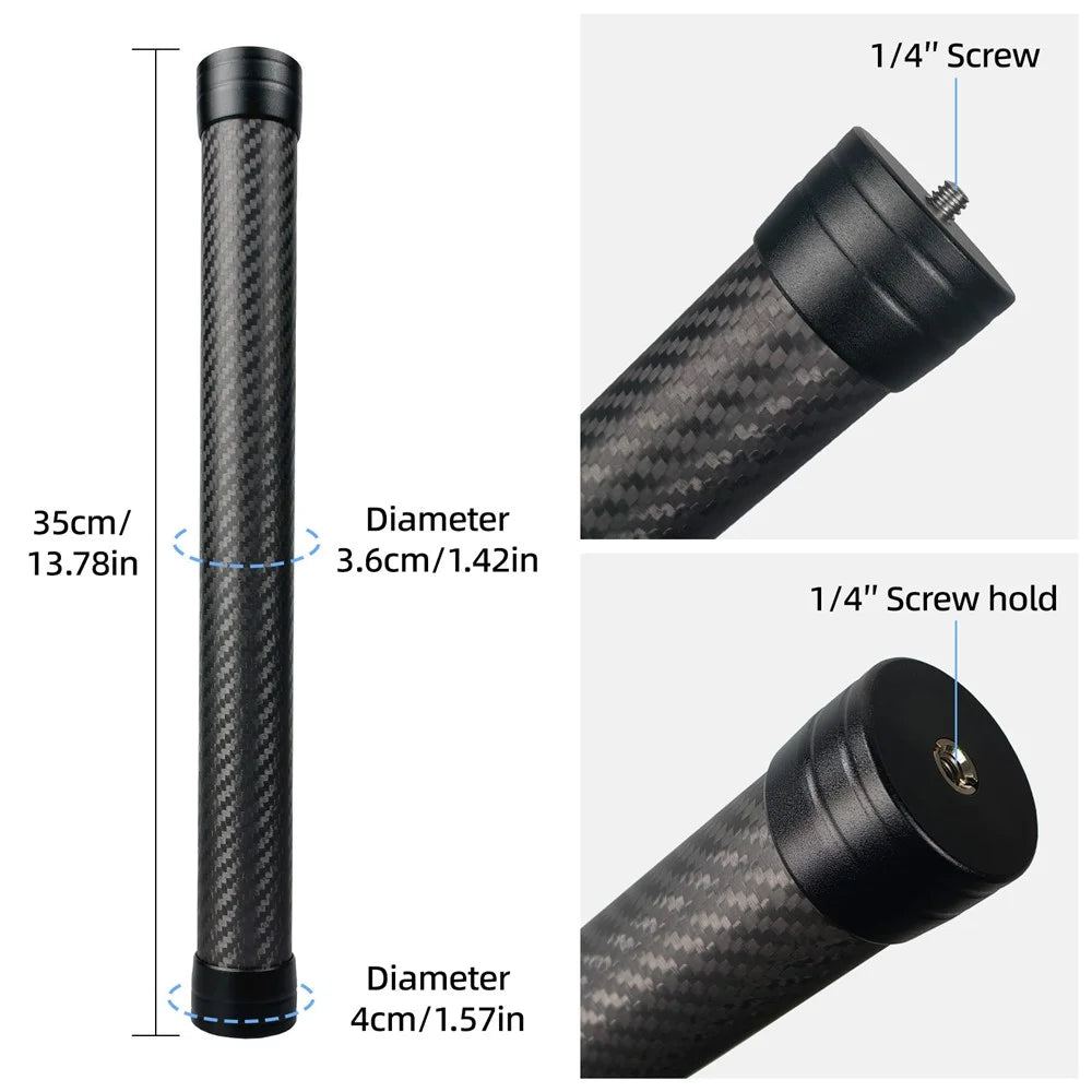 KE-36 35cm Carbon Fiber Extension Rod for DJI RS3  /  RS4 Gimbal Stabilizer 1 / 4 inch Screw Mount Compatible Accessory - Black - 6