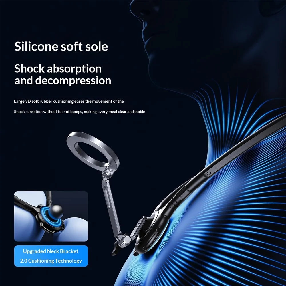 G03 Magnetic Neck Stand First Person POV Shooting Phone Holder Anti-Shake 360 Degree Rotation Wearable Neck Mount for 4-6.5 inch Smartphones - Black - 3