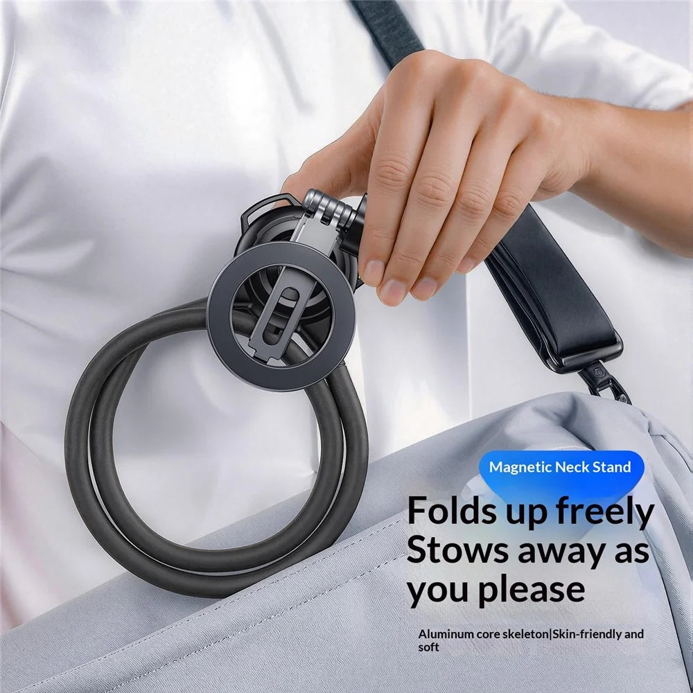 G03 Magnetic Neck Stand First Person POV Shooting Phone Holder Anti-Shake 360 Degree Rotation Wearable Neck Mount for 4-6.5 inch Smartphones - Black - 5
