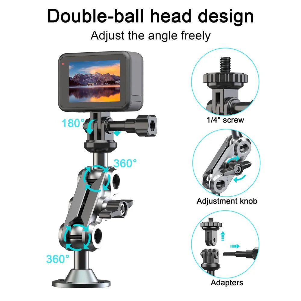 Camera Monitor Mount Wall Ceiling Bracket Double Ball Head 1 / 4 Interface Adjustable Swivel Stand - 3