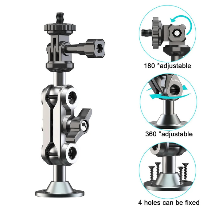 Camera Monitor Mount Wall Ceiling Bracket Double Ball Head 1 / 4 Interface Adjustable Swivel Stand - 5