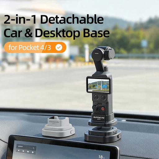 SUNNYLIFE For DJI Osmo Pocket 4 / 3 Action Camera Detachable Base Plastic Desktop Support Bracket - Black - 2