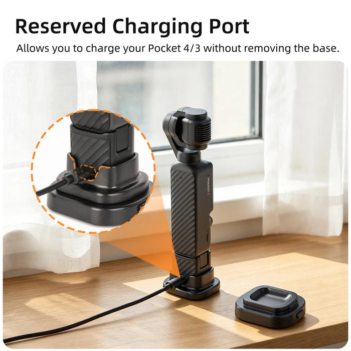 SUNNYLIFE For DJI Osmo Pocket 4 / 3 Action Camera Detachable Base Plastic Desktop Support Bracket - Black - 5