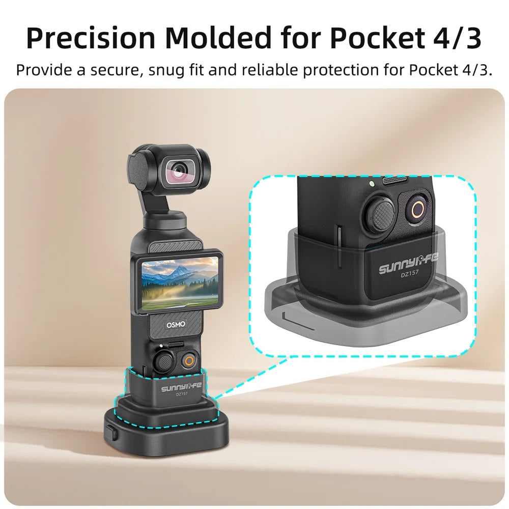 SUNNYLIFE For DJI Osmo Pocket 4 / 3 Action Camera Detachable Base Plastic Desktop Support Bracket - Black - 7