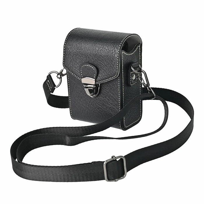 Universal Vintage Litchi Pattern Camera Bag PU Leather Protective Case with Shoulder Strap for Small Digital Cameras - Black - 1