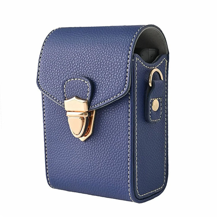 Universal Camera Bag PU Leather Lychee Texture Flip Lock Cover Protective Case with Adjustable Strap for Small Digital Cameras - Dark Blue - 3