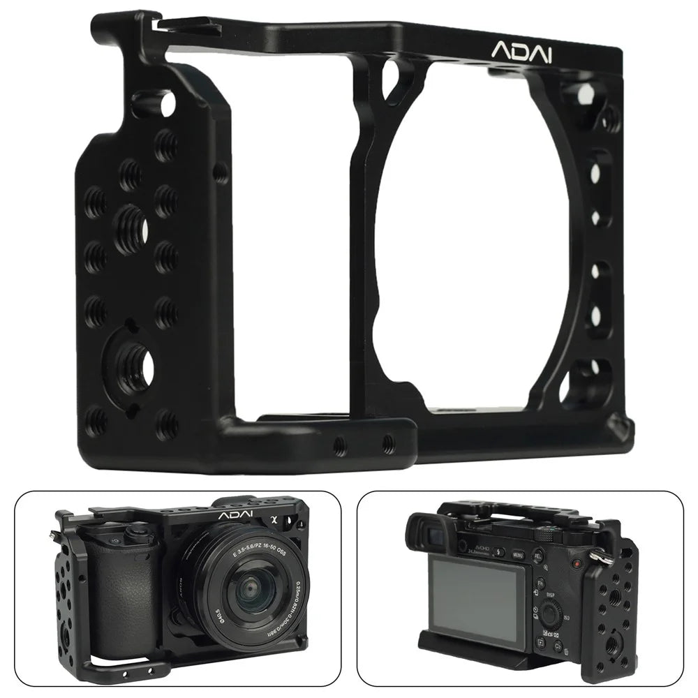 ADAI for Sony A6 SLR Camera Cage Aluminum Alloy Cold Shoe 1 / 4 Screw Hole Expansion Frame - 1