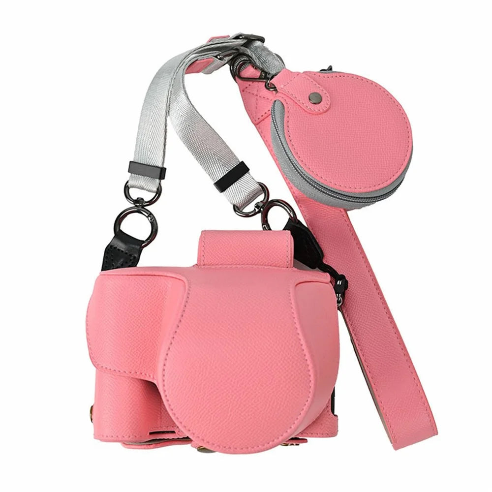 For Nikon Z 50 II Camera Case Palm Texture PU Leather Full Body Protective Cover with Small Circular Pouch - Pink - 1
