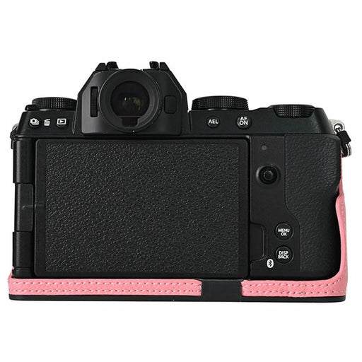 Camera Bottom Case for Fujifilm X-S20 Palm Texture PU Leather Lens Cap Camera Half Body Protective Cover Set and Wrist Strap - Pink - 2