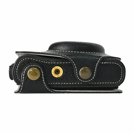 Camera Case for Canon SX740 HS Vintage Litchi Texture PU Leather Full Coverage Protective Cover with Shoulder Strap - Black - 2