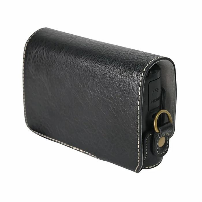 Camera Case for Canon SX740 HS Vintage Litchi Texture PU Leather Full Coverage Protective Cover with Shoulder Strap - Black - 4