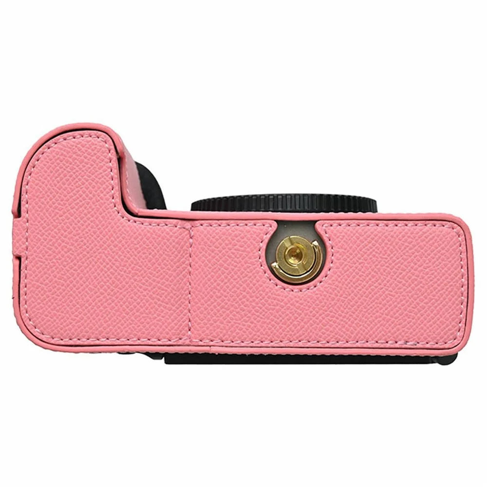 PU Leather Camera Case for Nikon Z 6 III Palm Texture Magnetic Bottom Base Half Cover with Battery Access - Pink - 5