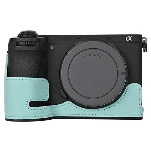 Camera Half Case for Sony A6700 Palm Texture Leather Ergonomic Grip Design Camera Base Protective Cover - Blue - 1
