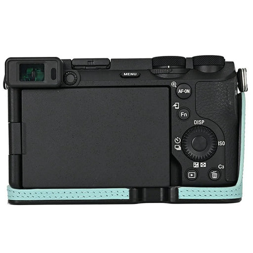 Camera Half Case for Sony A6700 Palm Texture Leather Ergonomic Grip Design Camera Base Protective Cover - Blue - 2